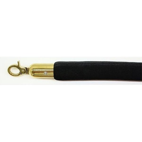 Vic Crowd Control Inc VIP Crowd Control 1664 96 in. Velour Rope with Gold Closable Hook - Black 1664